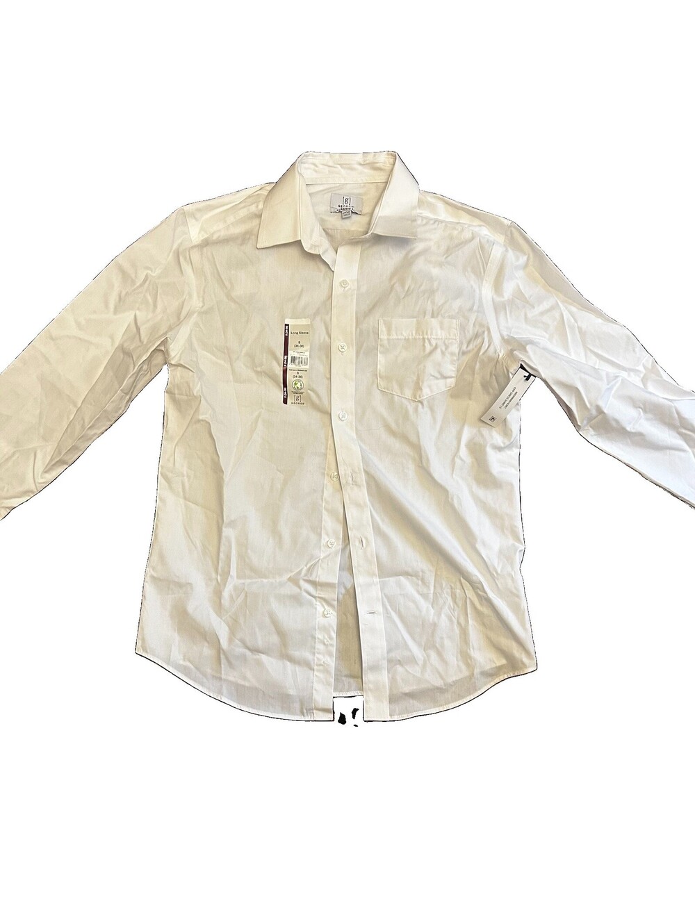 George Men’s White Dress Shirt Small 34-36 Long Sleeve Button Front NWT